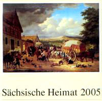 Kalender 2005 – Titelbild: Sorbische Schankwirtschaft mit Blick auf den Czorneboh, um 1840, Ölgemälde, Johann Anton Castell (1810–1867)