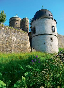 Schlösserturm der Burg Stolpen, vom Burggarten aus gesehen